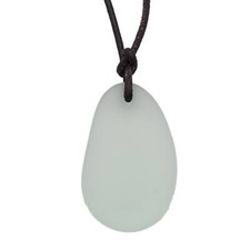 Hawaiian Jewelry Sea Glass Necklace, Seafoam Leather Cord Necklace Unisex Beach