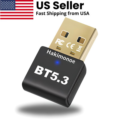 Wireless Bluetooth 5.3 USB Adapter For Pc Windows 8 10 11  Plug In Play Conne...