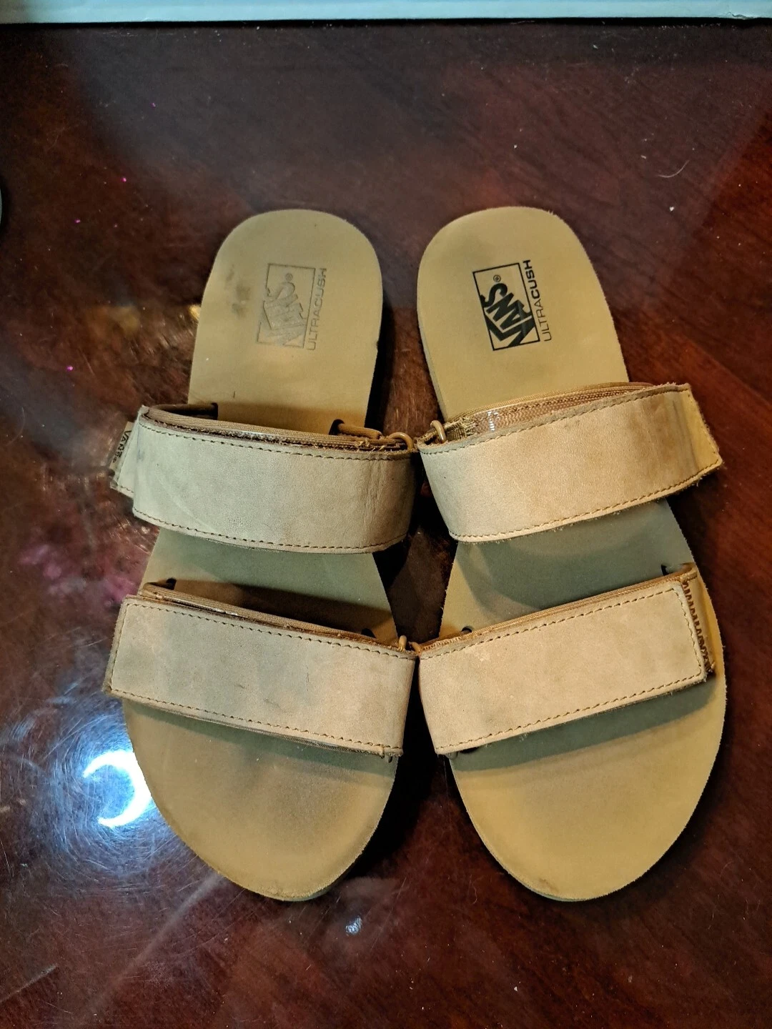 Cinturini da donna Vans Ultracush Slides marrone chiaro punta aperta taglia 8