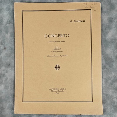 Georges Tourneur Concerto d apres Mozart Alto Sax Piano Leduc 1950s Score Sheet!