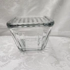 Vintage Anchor Hocking 1932 Design Ribbed 4.5” Square Refrigerator Dish W/Lid