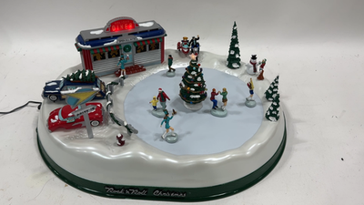Mr. Christmas Rock N Roll Animated Musical Diner Skating Pond 30
