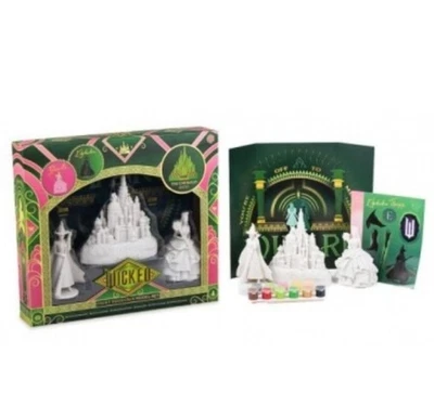 OFFICIAL WICKED Wicked Paint Your Own Model Set - Glinda - Elphaba - Emerald City Castle