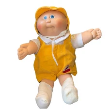 VTG Cabbage Patch Kids Doll Blue Eyes Rosie Cheeks Bald Head CPK Clothes