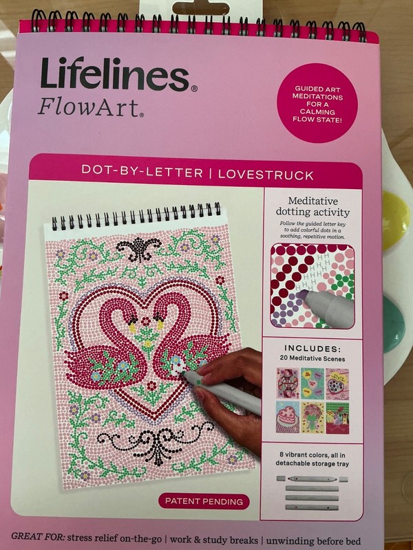 Lifelines FlowArt Dot-by-Letter Lovestruck Activity Pad and Markers - New