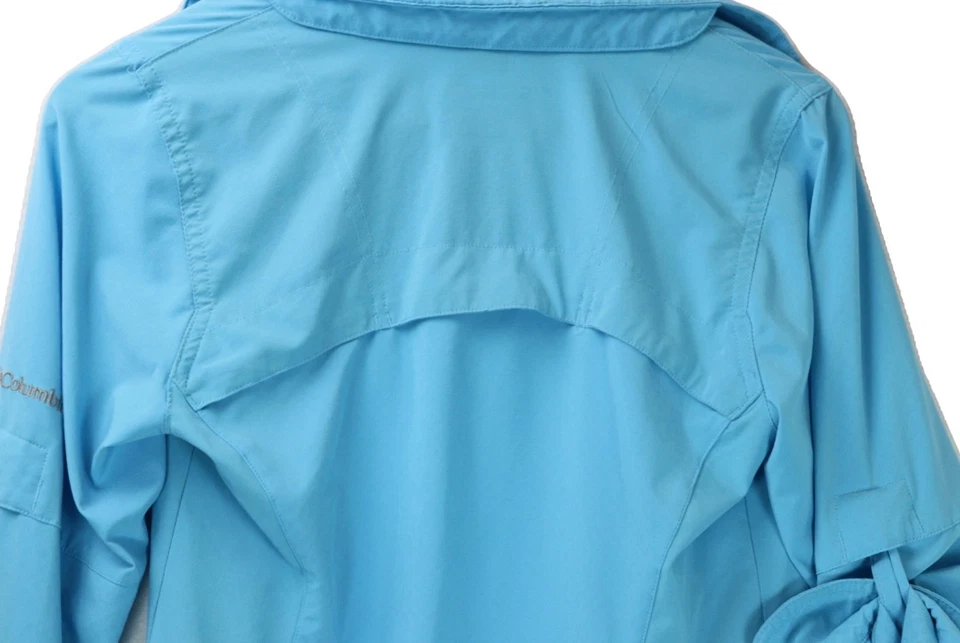 Camisa Columbia Feminina Omni-Wick Manga Longa Botão para Baixo X-Pequena/TP Azul Excelente Estado Usado - Imagem 3 de 4