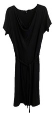 Talbots X Black Dress Womens  Cowl Neck Elastic Tie Waistband Size 14W-16W