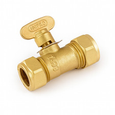 Westco 22mm Brass Gas Isolating Valve Compression Fitting Shut-Off