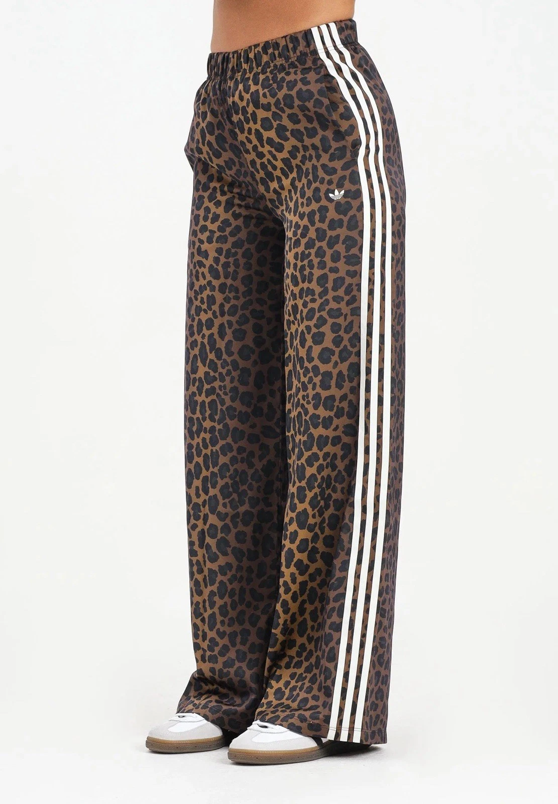 **Adidas Satin “Leopard Print” Wide Leg Track Pant Size-2XL Brown (KA2666) NEW