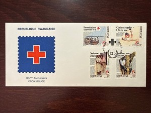 RWANDA FDC COVER 1988 YEAR RED CROSS NURSES HEALTH MEDICINE STAMPS