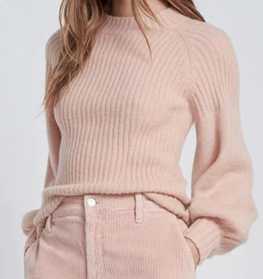 7 for All Mankind Lantern Sleeve Sweater in blush (peach Pink) Size L Cashmere