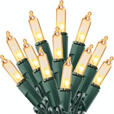 100-Count Clear Mini Christmas String Lights, 19.4ft, White LEDs, Green Wire