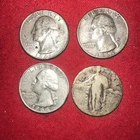1942-1955 Washington Quarters Mixed Lot 90% Silver, 4 Coins $ 1 Dollar Silver