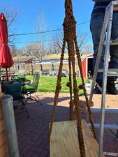 Vtg Macrame Hanging Table 60's, 70's Era, Beaded Elegant