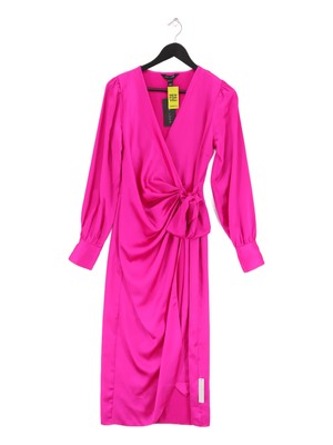 New Look Women's Midi Dress UK 10 Pink Polyester with Elastane