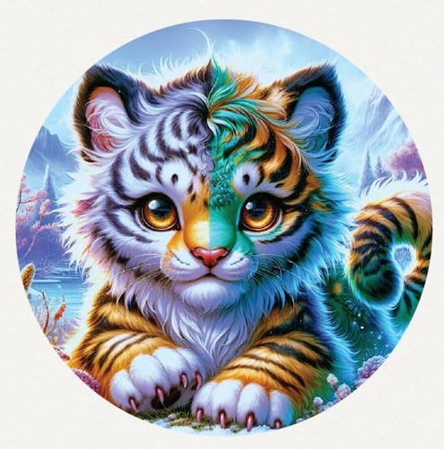 Hayleybug 1/10th oz The Playful Element Tiger Cub Silver Round