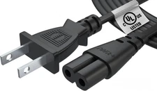 Pwr AC Cable Replacement Power Cord 2 Prong 6 Feet (Black)