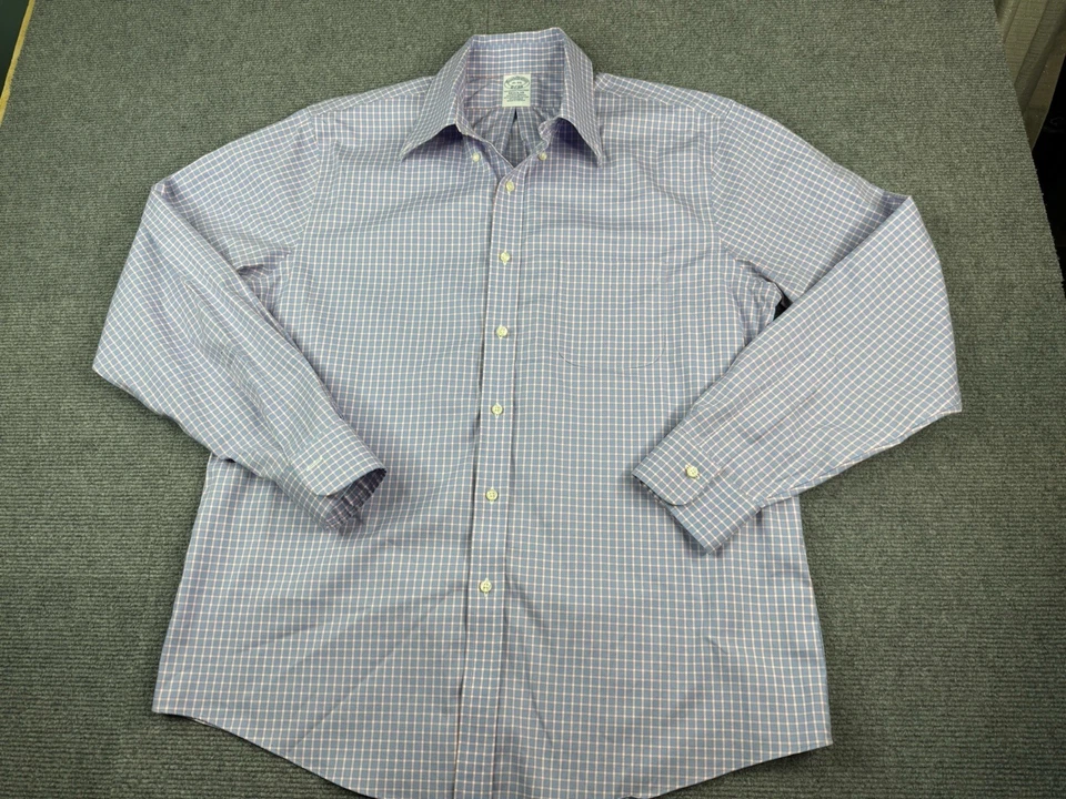 Camisa de vestir Brooks Brothers sin planchar 1818 ajuste regular para hombre 16-35 algodón/spandex Foto 2 de 4