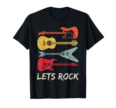 T-Shirt Lets Rock n Roll Gitarre Retro Geschenk Männer Frauen Shirt