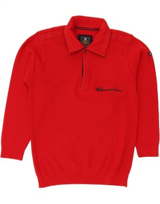 GREEN COAST Herren Polokragen Pullover Pulli Größe 52 Large Rot Wolle BM02