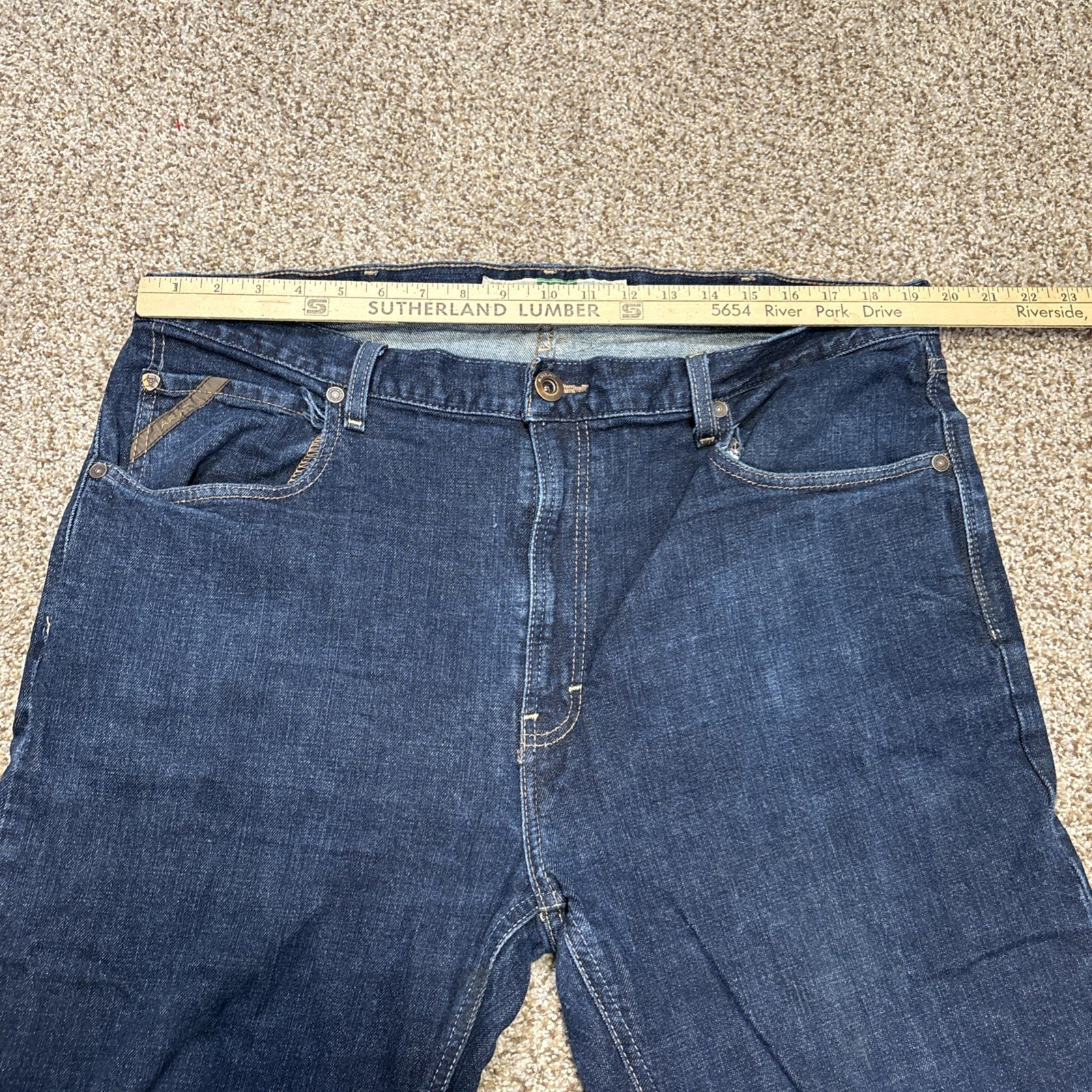 Ariat Legacy M1 Vintage Straight Leg Jeans Mens 40/32 Fits 39x32 Dark Denim - View 9