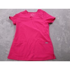Figs Scrub Top Womens XXS Pink Technical Collection V Neck Short Sleeve Pockets