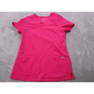 Figs Scrub Top Womens XXS Pink Technical Collection V Neck Short Sleeve Pockets