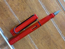 vtg Red Ct Lamy Safari Fountain Pen - Steel F Nib