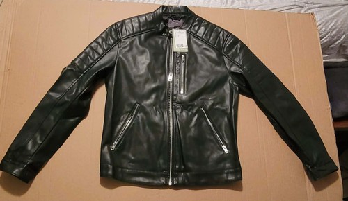 NWT H&M Faux Leather Biker Motorcycle Moto Mens M Medium Zip Jacket Black