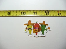 3 PEPPER BAND PLAYING MUSIC SMALL STICKER DECAL MEXICAN FOOD MEXICO