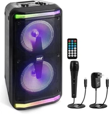 Pyle PPHP288B 600W Rechargeable Portable Bluetooth PA Speaker Microphone System