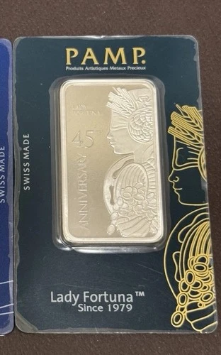 1 Oz Silver Bullion Bar Pamp Suisse 45th Anniversary 1 Oz ~Low Cert #~