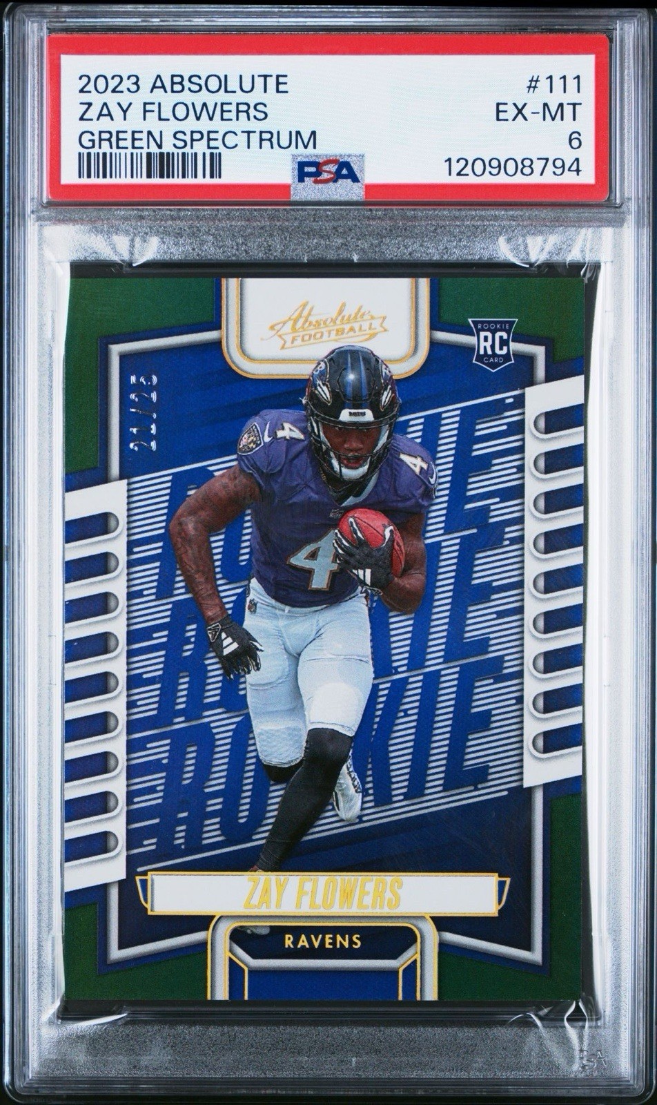 2023 Panini Absolute - Zay Flowers #111 Green Spectrum (RC) 22/25 Ravens