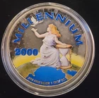 2000 Liberia Millenium $20 Colorized Toned US Bullion-0.999 Silver 1 Oz Art Coin