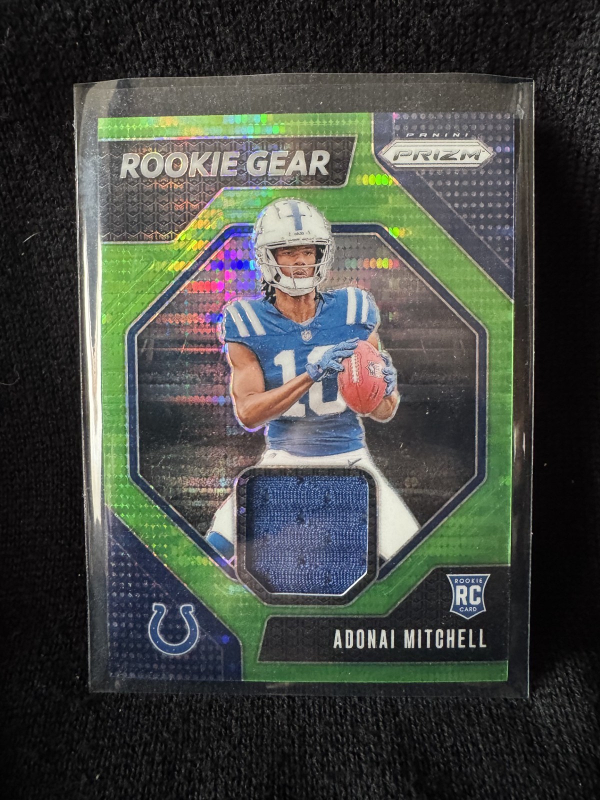 2024 Panini Prizm - Rookie Gear Adonai Mitchell #RG-AML Neon Green Pulsar Prizm