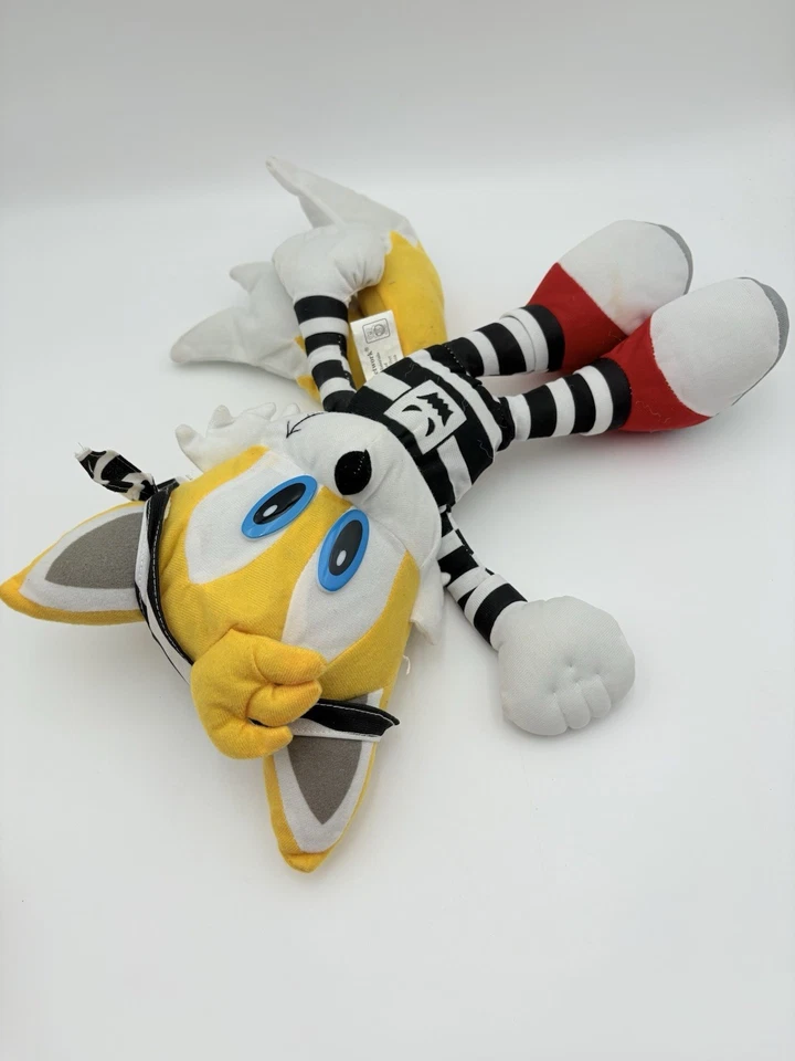 Sonic X Plush Toy Network Tails Jail Prisoner Black White Striped SEGA Viz Media - Image 4 of 4