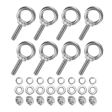 8-Sets Stainless Eyebolt M10x40mm Shoulder Lifting Eye Bolt with Nuts Washers