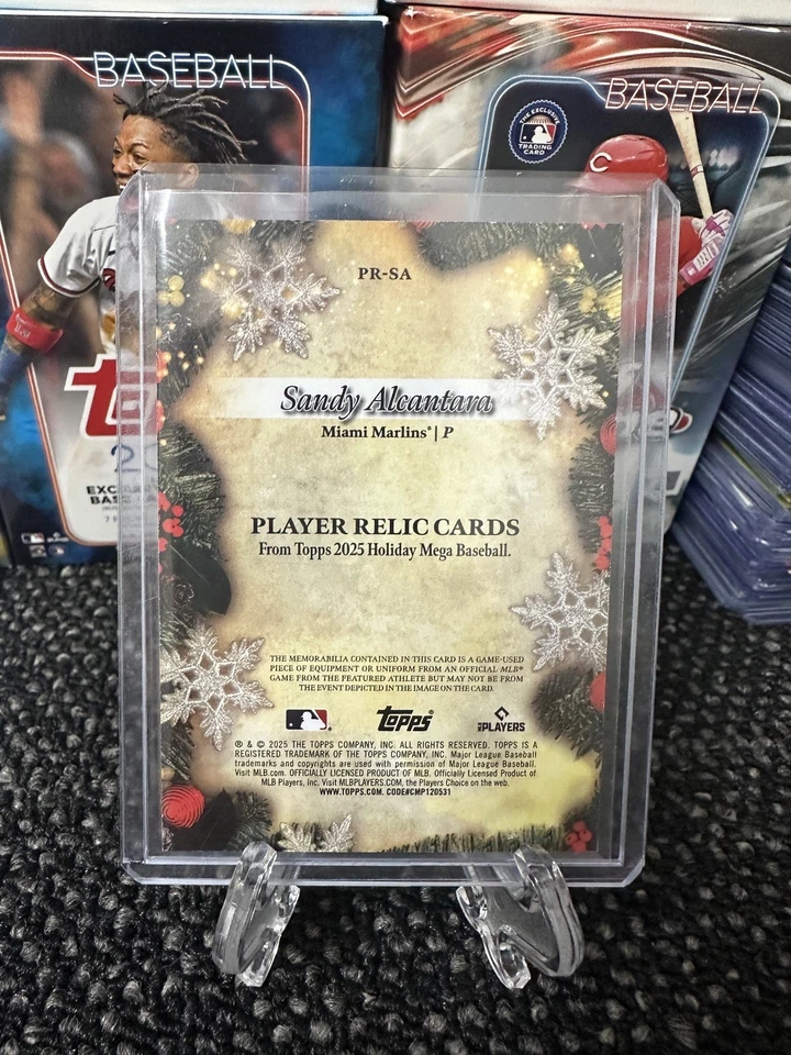 2025 Topps Holiday - Relics Sandy Alcantara #PR-SA Miami Marlins - Image 2 of 2
