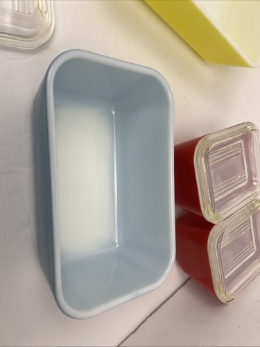 Vintage Pyrex Primary Colors 4 Pc Complete Set Refrigerator Dishes With Lids - Picture 19 of 20