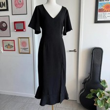 Tussah Black Midi Dress Size 10 NWT Flutter Sleeve V Neck Cocktail Work