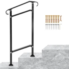 Wrought Iron Handrail Stair Railing Fit 1 Step Adjustable Hand Rail