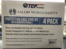 TCP Global Salon World Safety Face Shields with Glasses Frames (Pack of 4)