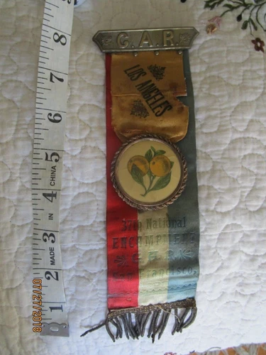 #6 CIVIL WAR GAR MEDAL LOS ANGELES  California 1903 Reunion & Medal RARE Oranges