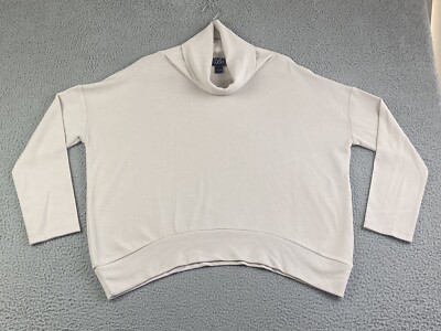 CLARA SUN WOO Turtleneck Sweater Womens Size Large Beige Stretch Relaxed Fit EXC