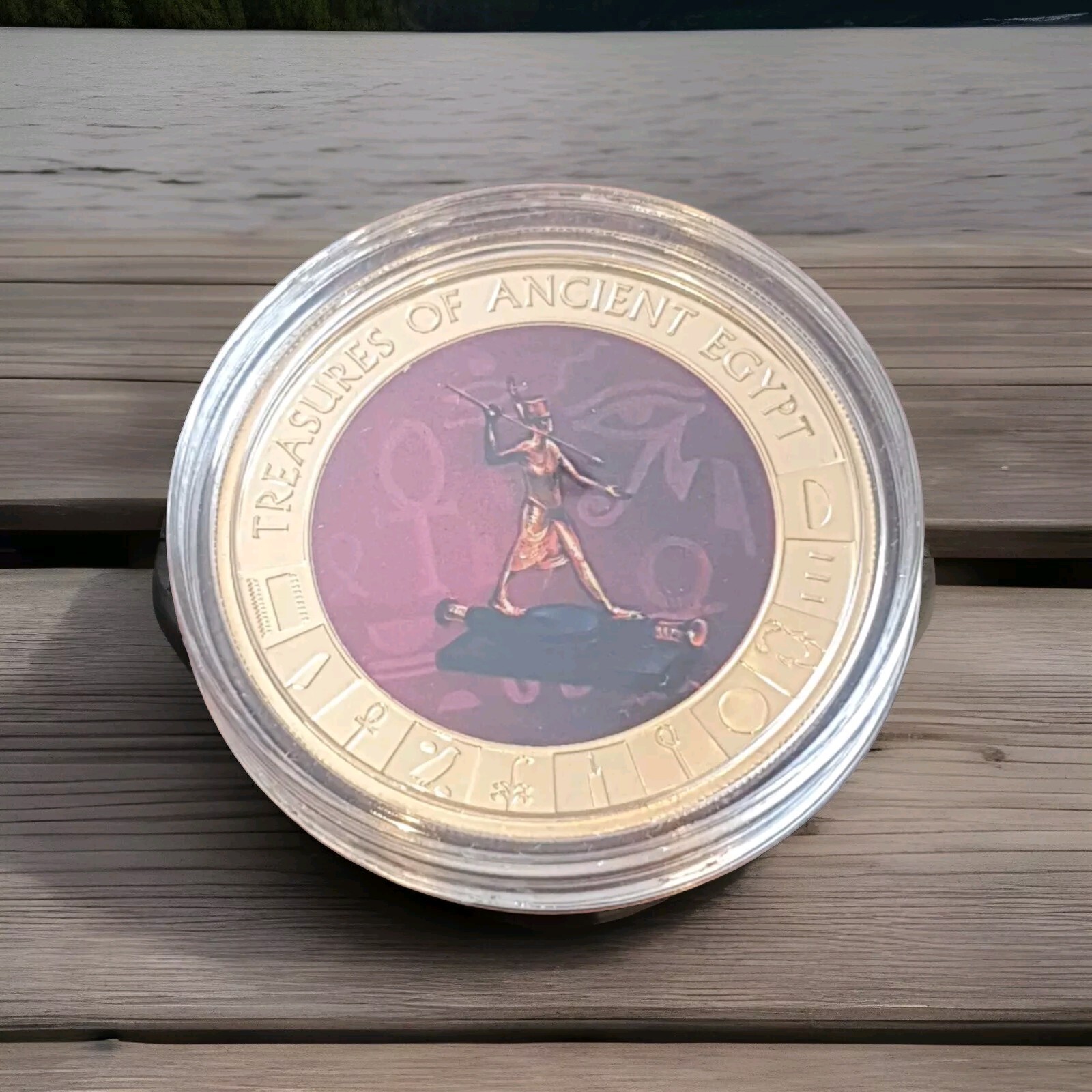 2013 COOK ISLANDS $1 TREASURES OF ANCIENT EGYPT HARPOONER KING GOLD PLATE COIN