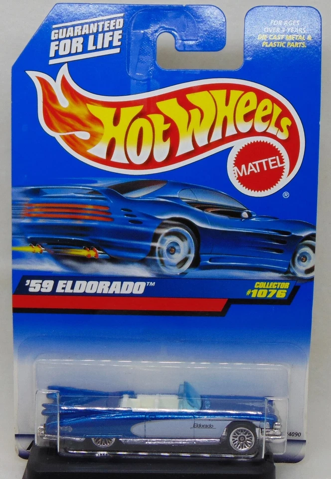 Cadillac Eldorado 1959 Hot Wheels primeras ediciones #1076 nuevo en paquete Foto 3 de 4