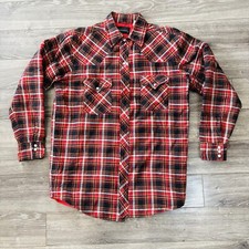 Vtg Stylewise Plaid Jacket Mens 15 1/2 Red Fleece Cabincore Lumberjack Outdoor