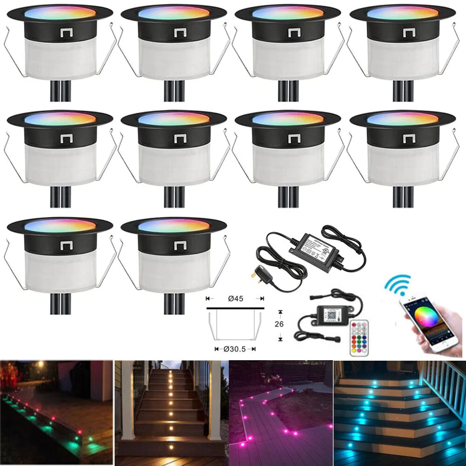 45mm RGBW WiFi Led Decking Lights IP67 Led Plinth Lamp for Terrace/Patio/Kitchen - Image 2 of 4