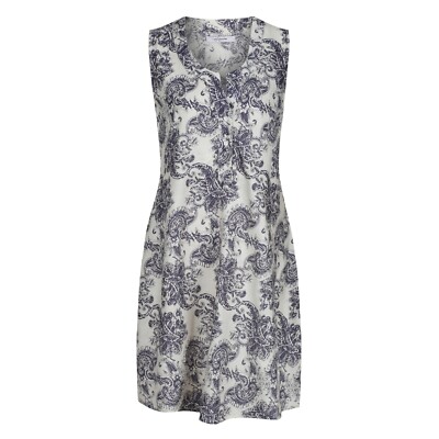 Blau Paisley Tunika Top ärmellos locker sitzend leicht lässig neu mit Etikett Größe 10