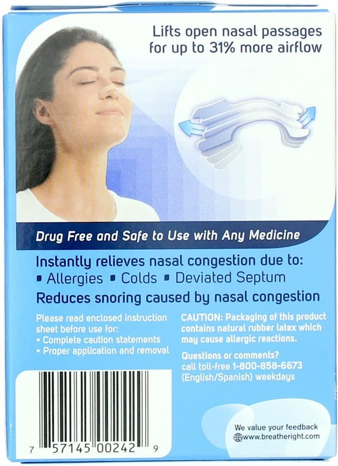 Breathe Right Nasal Strips Clear Sensitive Skin Small/Medium 30